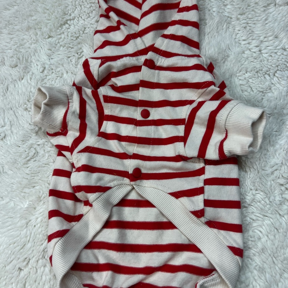 NWOT Zara Pet Dog Polo Shirt Striped White/Red Pet Clothes, Hoodie  Size L # 448